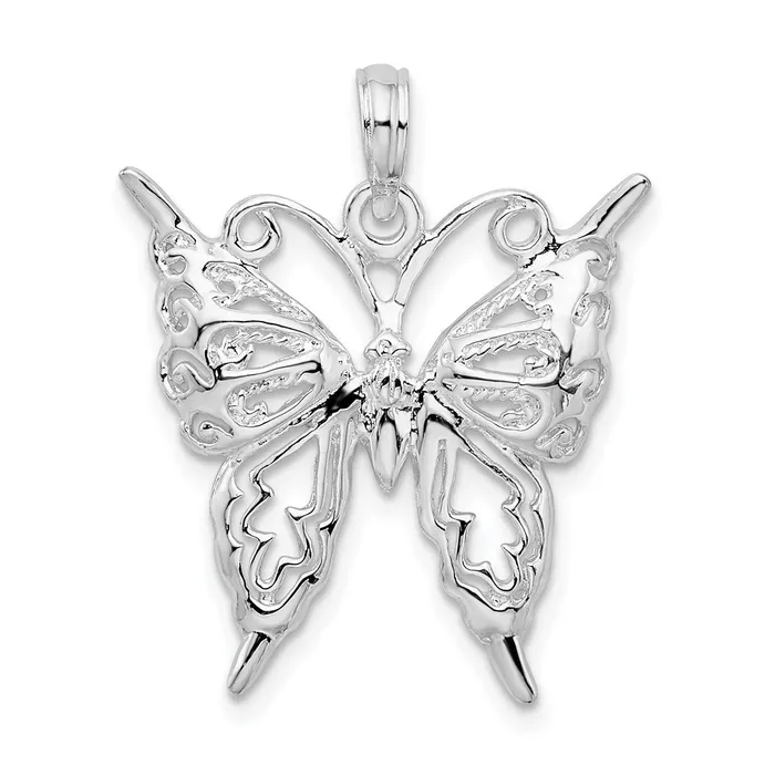 Sterling Silver Polished Cutout Butterfly Pendant TreasureFineJewelers Necklaces Sterling Silver Polished Cutout Butterfly Pendant TreasureFineJewelers Necklaces