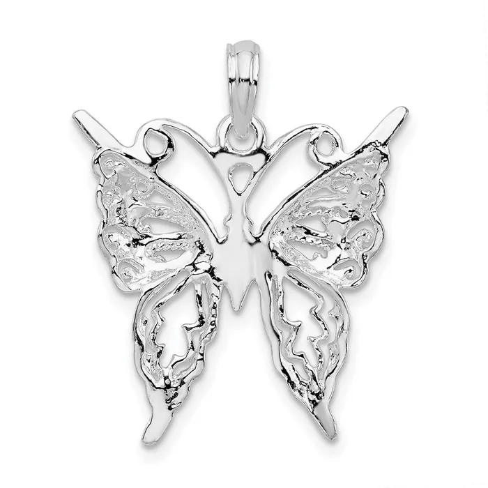 Sterling Silver Polished Cutout Butterfly Pendant TreasureFineJewelers Necklaces