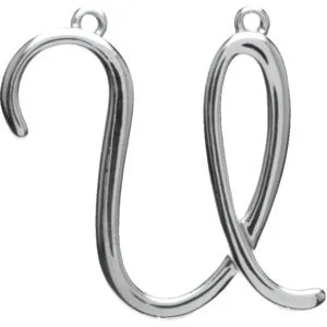 Sterling Silver Script Initial U Necklace Center TreasureFineJewelers Necklaces Sterling Silver Script Initial U Necklace Center TreasureFineJewelers Necklaces