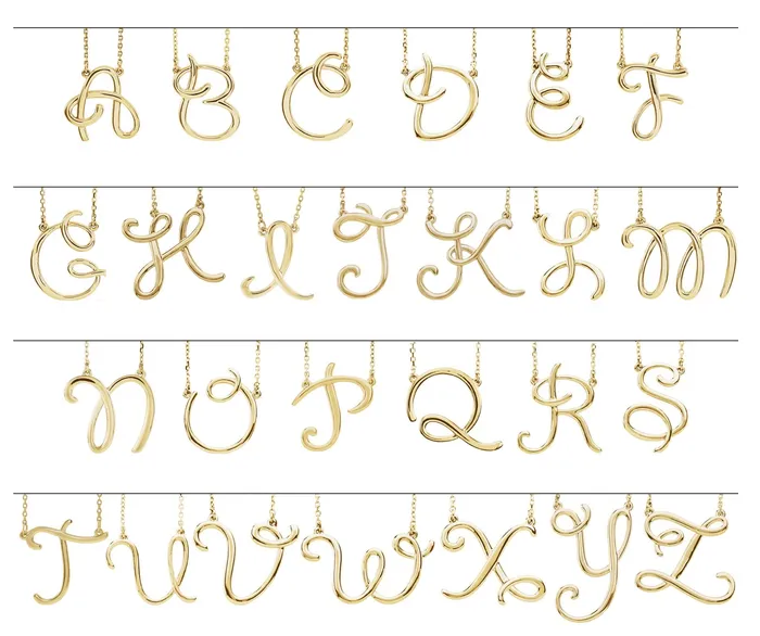Sterling Silver Script Initial U Necklace Center TreasureFineJewelers Necklaces