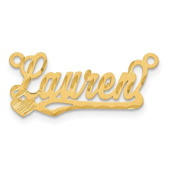 TreasureFineJeweler Satin Diamondcut Heart Name Plate Necklaces
