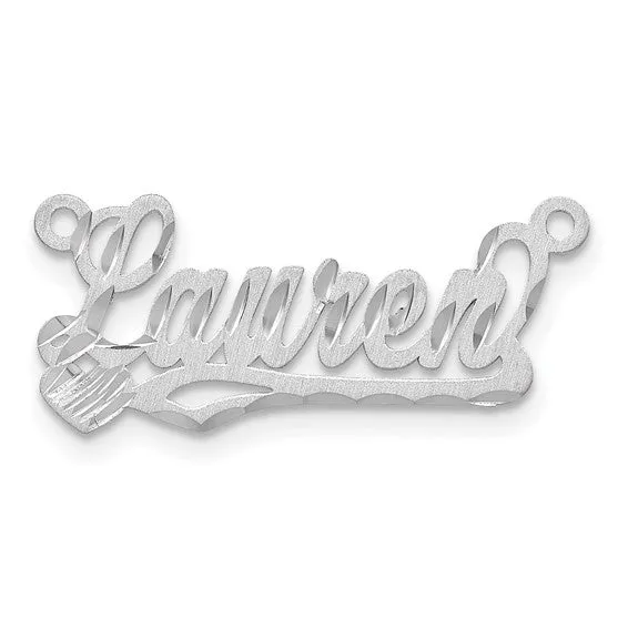 TreasureFineJeweler Satin Diamondcut Heart Name Plate Necklaces