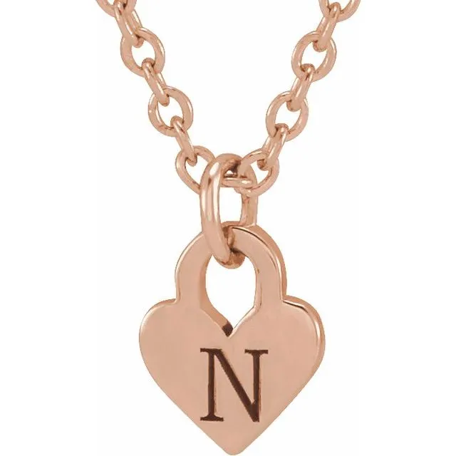 TreasureFineJewelers 14K Rose Gold Engravable Heart 1618 Necklace Necklaces