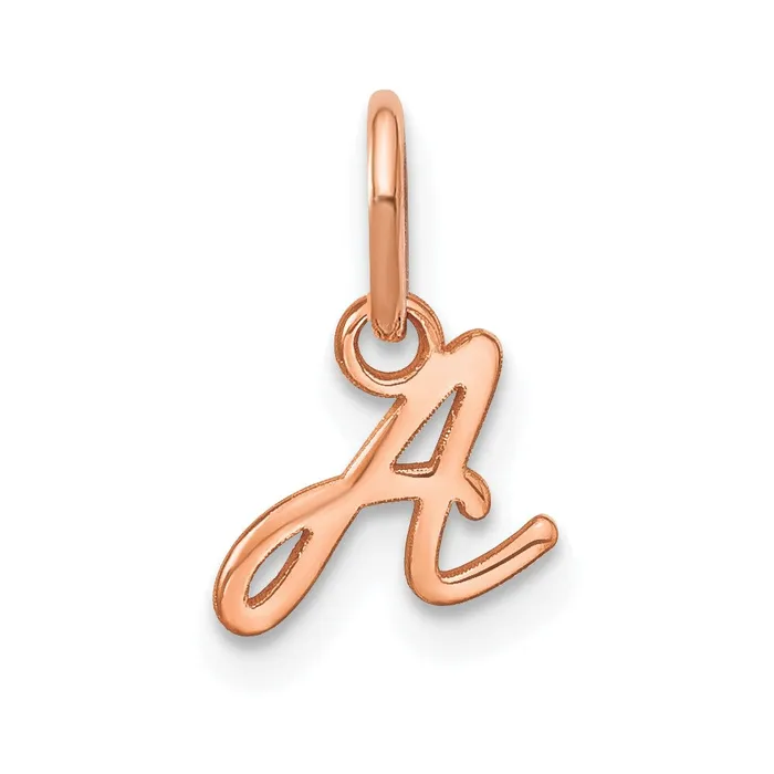 TreasureFineJewelers 14k Rose Gold Upper case Letter A Initial Charm Charm Necklaces