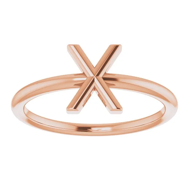 TreasureFineJewelers 14K Rose Initial X Ring Rings