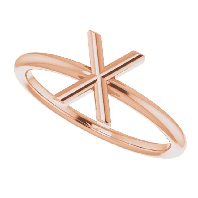 TreasureFineJewelers 14K Rose Initial X Ring Rings