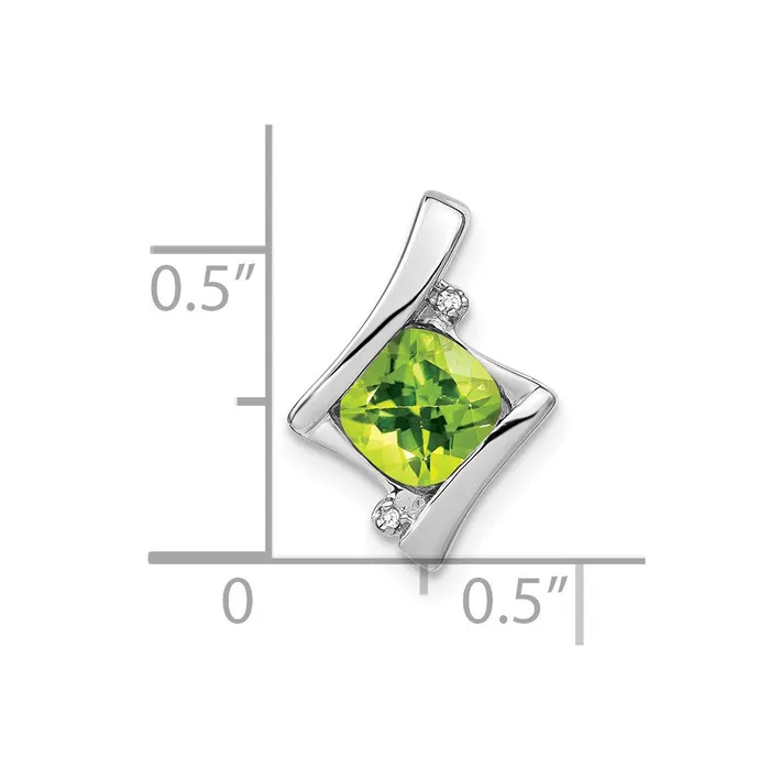 TreasureFineJewelers 14k White Gold Peridot and Diamond Pendant Necklaces