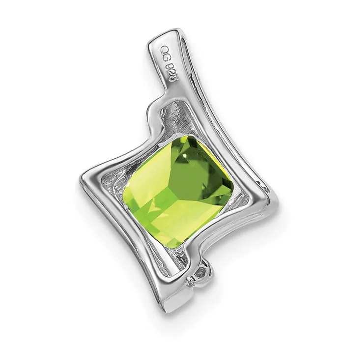 TreasureFineJewelers 14k White Gold Peridot and Diamond Pendant Necklaces