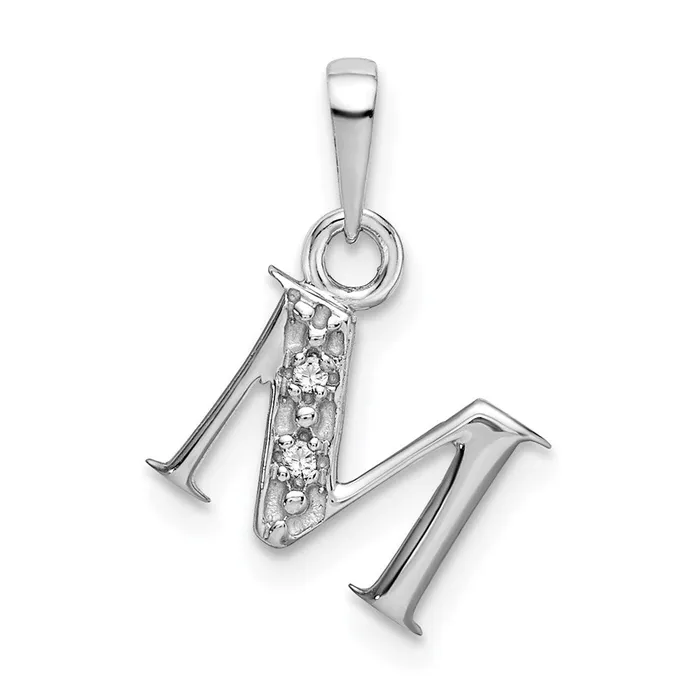 TreasureFineJewelers 14k White Gold Rhodiumplated Diamond Letter M Initial Pendant Necklaces TreasureFineJewelers 14k White Gold Rhodiumplated Diamond Letter M Initial Pendant Necklaces