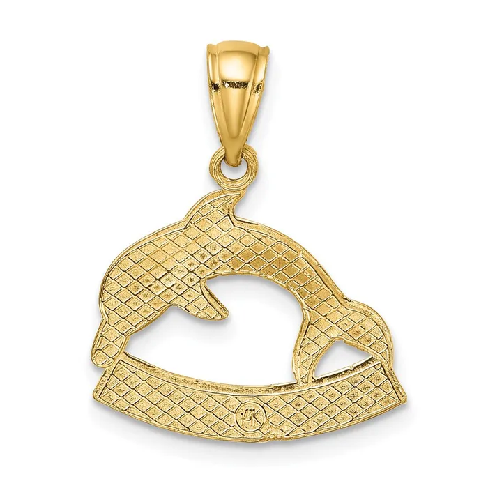 TreasureFineJewelers Charm Necklaces 14K 2D ST MARTIN Under Dolphin Charm