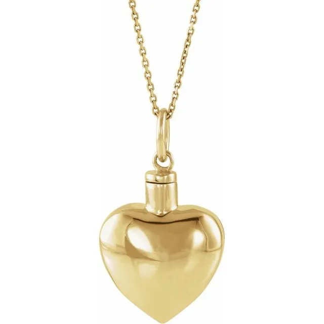 TreasureFineJewelers Necklaces 10K Yellow Heart Ash Holder 18 Necklace