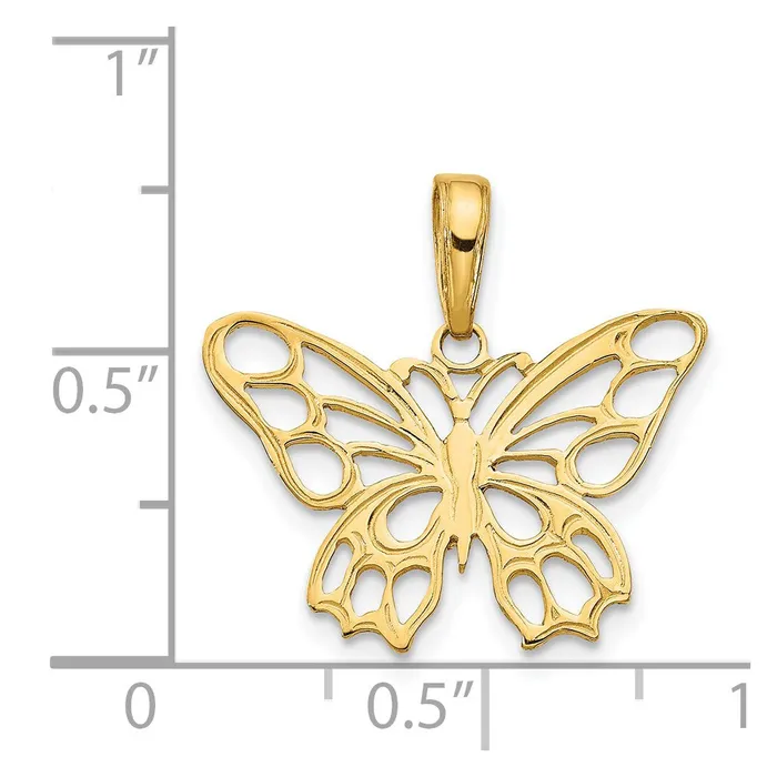 TreasureFineJewelers Necklaces 14K Butterfly Cutout Pendant