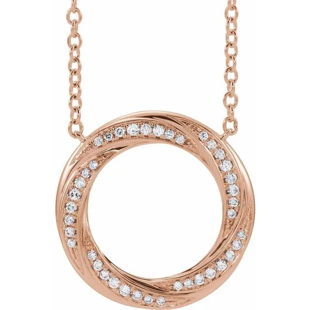 TreasureFineJewelers Necklaces 14K Rose Gold 15 CTW Natural Diamond Circle 1618 Necklace TreasureFineJewelers Necklaces 14K Rose Gold 15 CTW Natural Diamond Circle 1618 Necklace