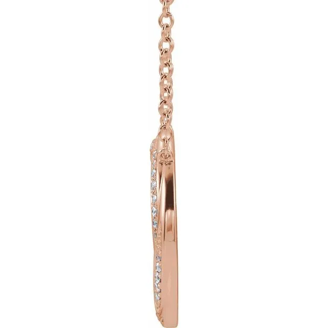 TreasureFineJewelers Necklaces 14K Rose Gold 15 CTW Natural Diamond Circle 1618 Necklace