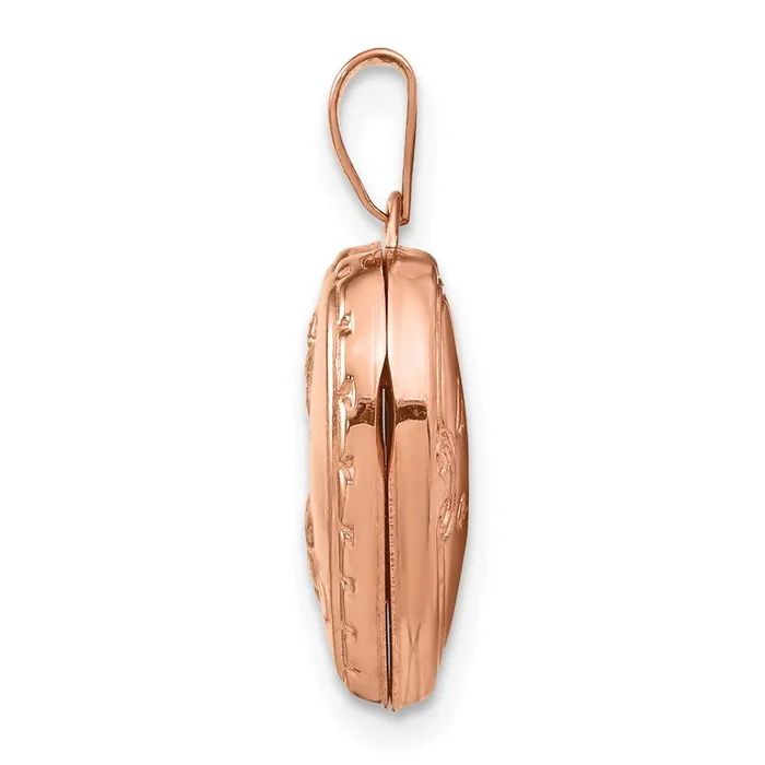 TreasureFineJewelers Necklaces 14k Rose Gold 15mm Reversible Heart Locket