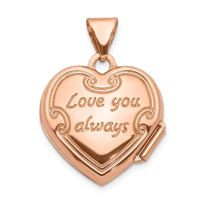 TreasureFineJewelers Necklaces 14k Rose Gold 15mm Reversible Heart Locket