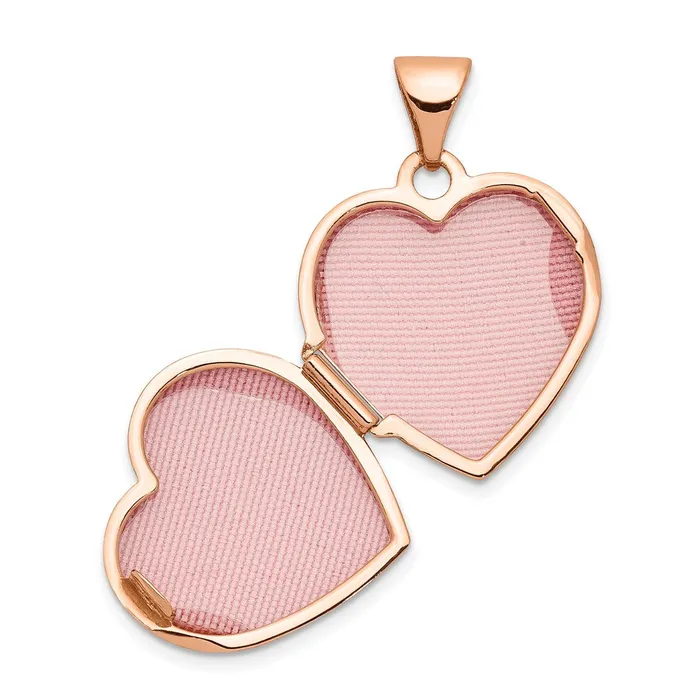 TreasureFineJewelers Necklaces 14k Rose Gold 15mm Reversible Heart Locket