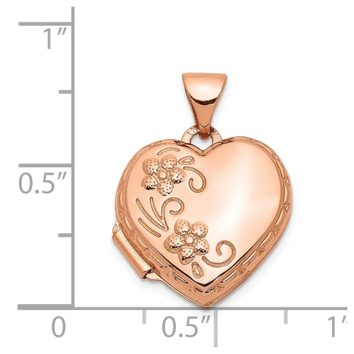 TreasureFineJewelers Necklaces 14k Rose Gold 15mm Reversible Heart Locket
