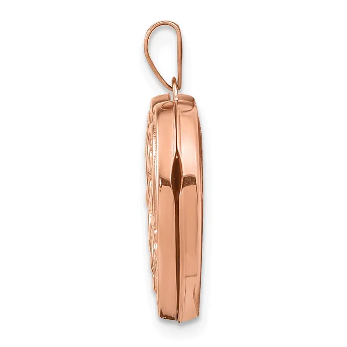 TreasureFineJewelers Necklaces 14k Rose Gold 18mm Scrolled Love You Always Heart Locket