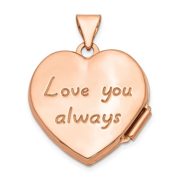 TreasureFineJewelers Necklaces 14k Rose Gold 18mm Scrolled Love You Always Heart Locket