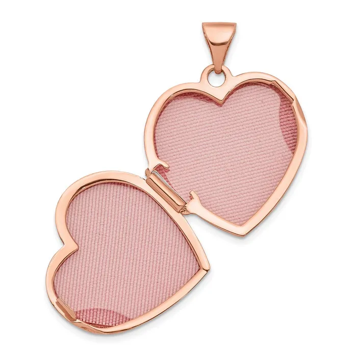 TreasureFineJewelers Necklaces 14k Rose Gold 18mm Scrolled Love You Always Heart Locket