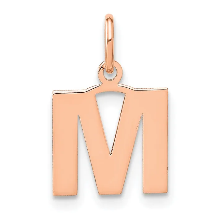 TreasureFineJewelers Necklaces 14k Rose Gold Letter M Initial Pendant