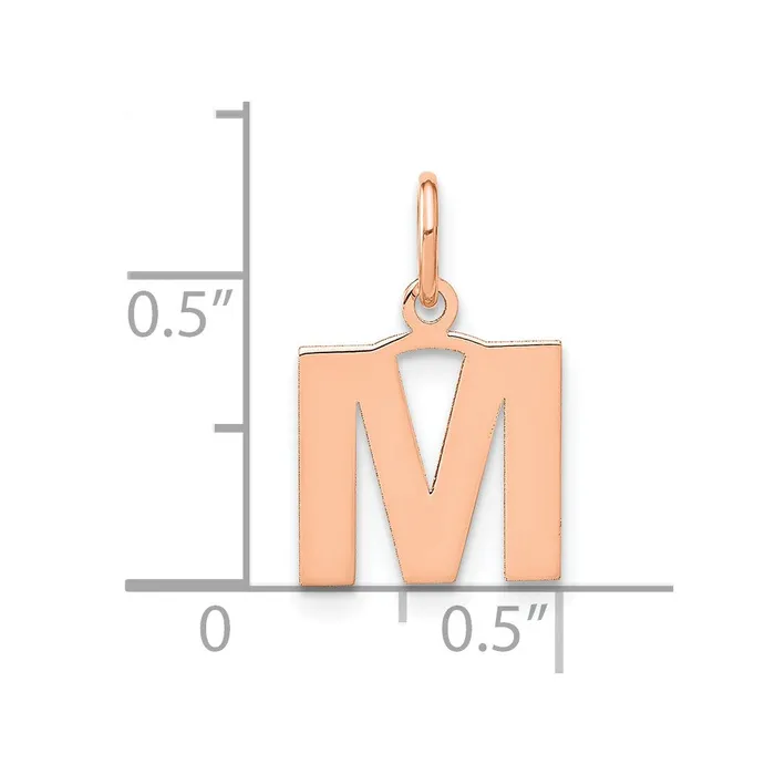TreasureFineJewelers Necklaces 14k Rose Gold Letter M Initial Pendant