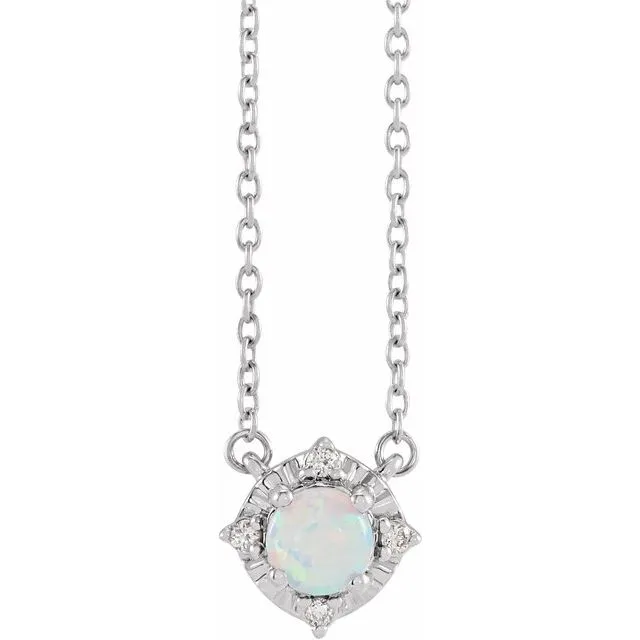 TreasureFineJewelers Necklaces 14K White Gold LabGrown White Gold Opal 04 CTW Natural Diamond HaloStyle 18 Necklace TreasureFineJewelers Necklaces 14K White Gold LabGrown White Gold Opal 04 CTW Natural Diamond HaloStyle 18 Necklace
