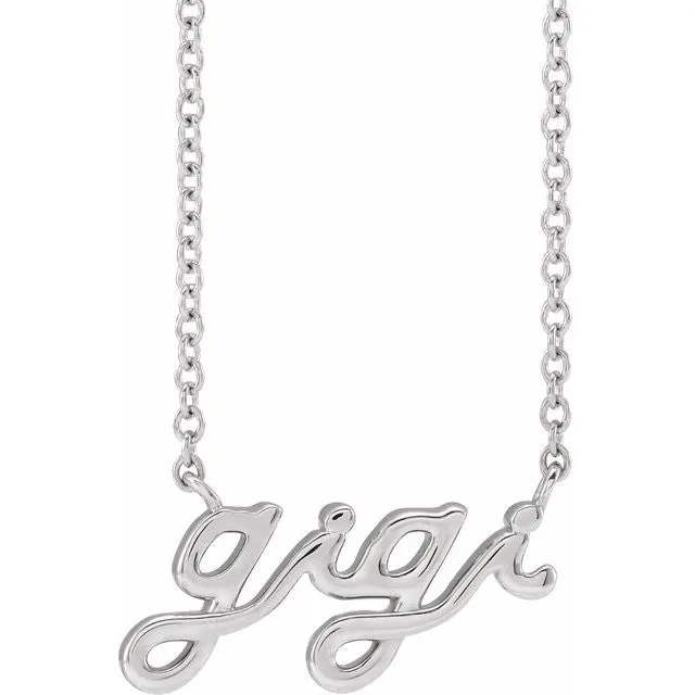 TreasureFineJewelers Necklaces 14K White Gold Lowercase Script Gigi 18 Necklace TreasureFineJewelers Necklaces 14K White Gold Lowercase Script Gigi 18 Necklace