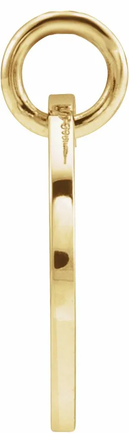 TreasureFineJewelers Necklaces 14K Yellow Gold Initial E 10 mm Disc Pendant