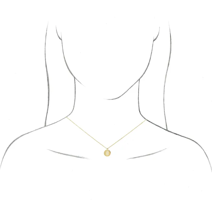 TreasureFineJewelers Necklaces 14K Yellow Gold Initial E 10 mm Disc Pendant