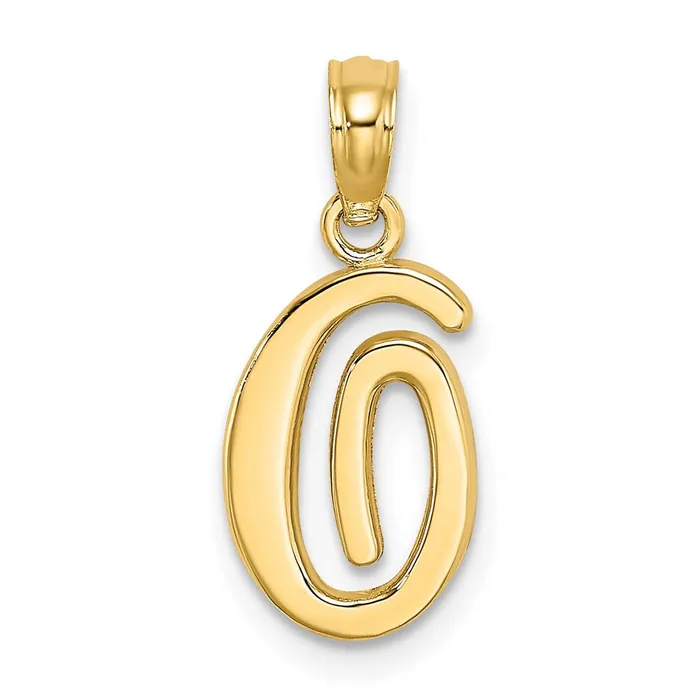 TreasureFineJewelers Necklaces 14k Yellow Gold Script Letter O Initial Pendant