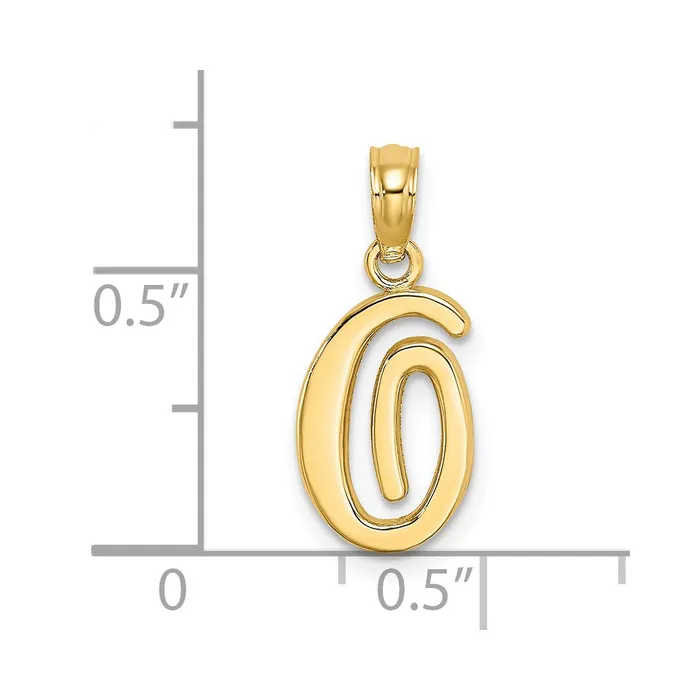TreasureFineJewelers Necklaces 14k Yellow Gold Script Letter O Initial Pendant