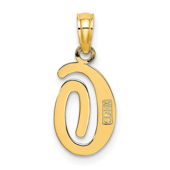 TreasureFineJewelers Necklaces 14k Yellow Gold Script Letter O Initial Pendant