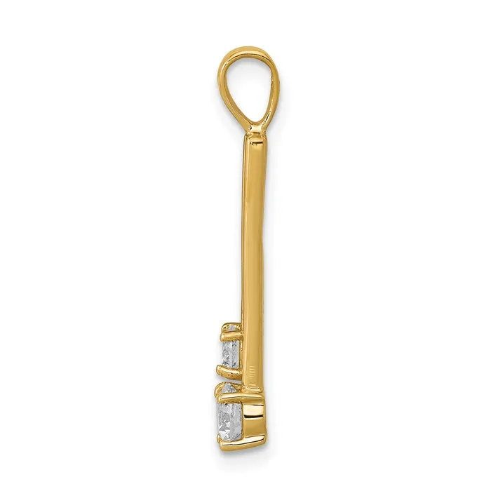 TreasureFineJewelers Necklaces 14k Yellow Gold VS Diamond Two Stone Pendant