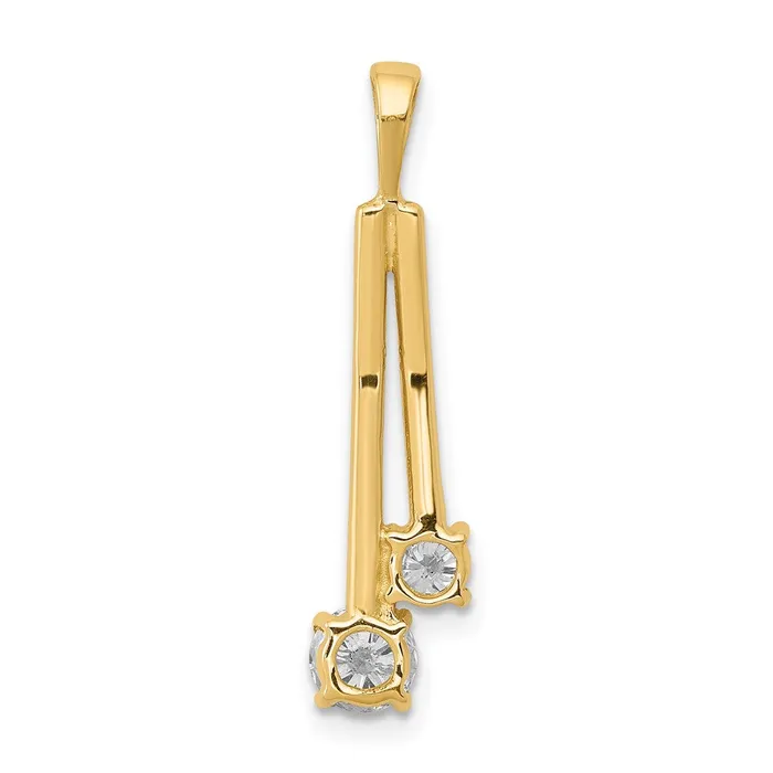 TreasureFineJewelers Necklaces 14k Yellow Gold VS Diamond Two Stone Pendant