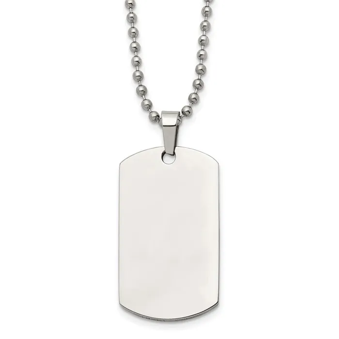 TreasureFineJewelers Necklaces Chisel Stainless Steel Brushed and Polished Rounded Edge 2mm Dog Tag on a 24 inch Ball Chain Necklace TreasureFineJewelers Necklaces Chisel Stainless Steel Brushed and Polished Rounded Edge 2mm Dog Tag on a 24 inch Ball Chain Necklace