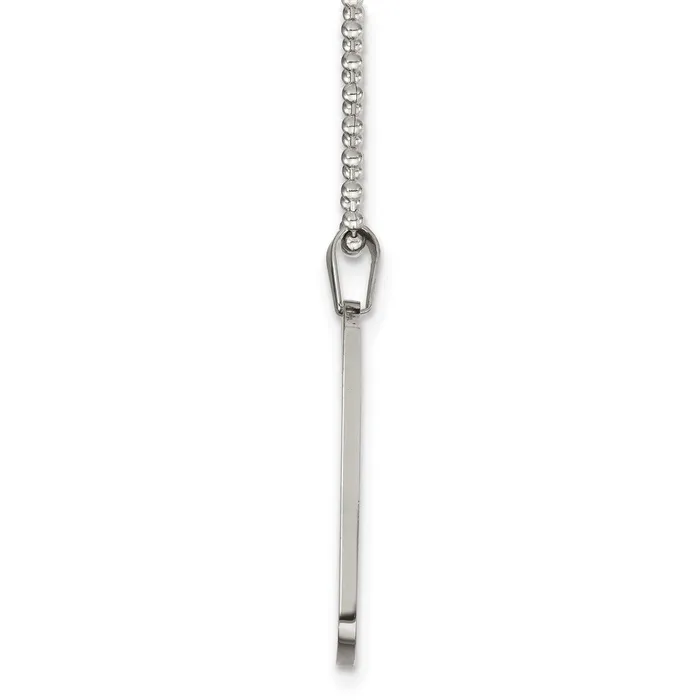 TreasureFineJewelers Necklaces Chisel Stainless Steel Brushed and Polished Rounded Edge 2mm Dog Tag on a 24 inch Ball Chain Necklace
