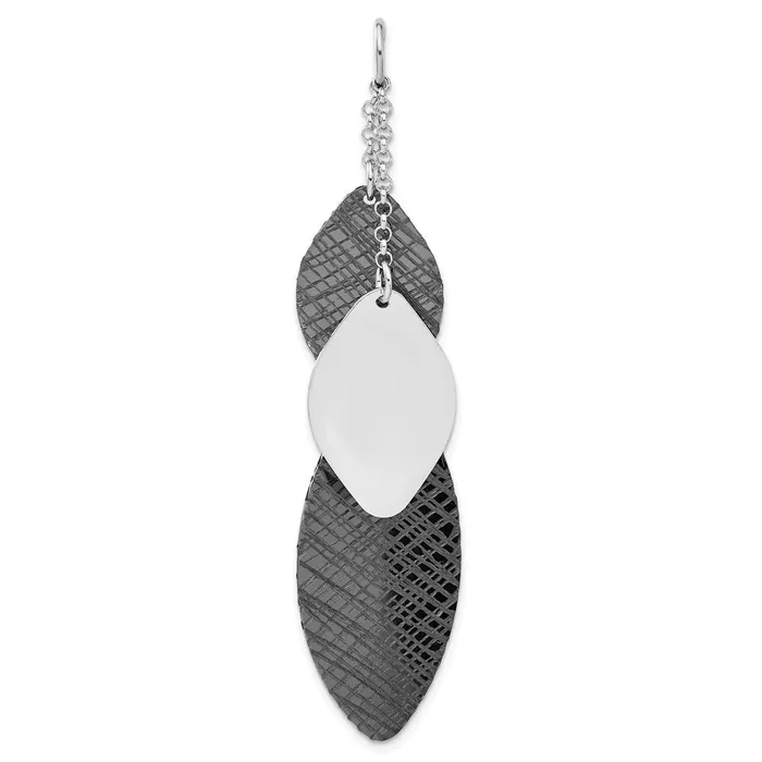 TreasureFineJewelers Necklaces Leslies Sterling Silver Rutheniumplated Polished Textured Pendant TreasureFineJewelers Necklaces Leslies Sterling Silver Rutheniumplated Polished Textured Pendant