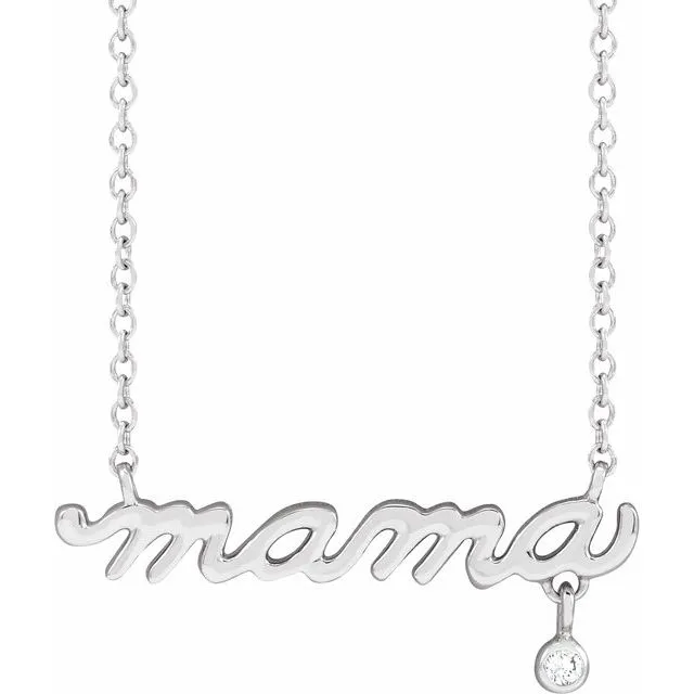 TreasureFineJewelers Necklaces Sterling Silver 015 CT Natural Diamond Mama 18 Necklace TreasureFineJewelers Necklaces Sterling Silver 015 CT Natural Diamond Mama 18 Necklace