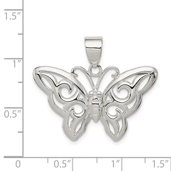 TreasureFineJewelers Necklaces Sterling Silver Butterfly Pendant