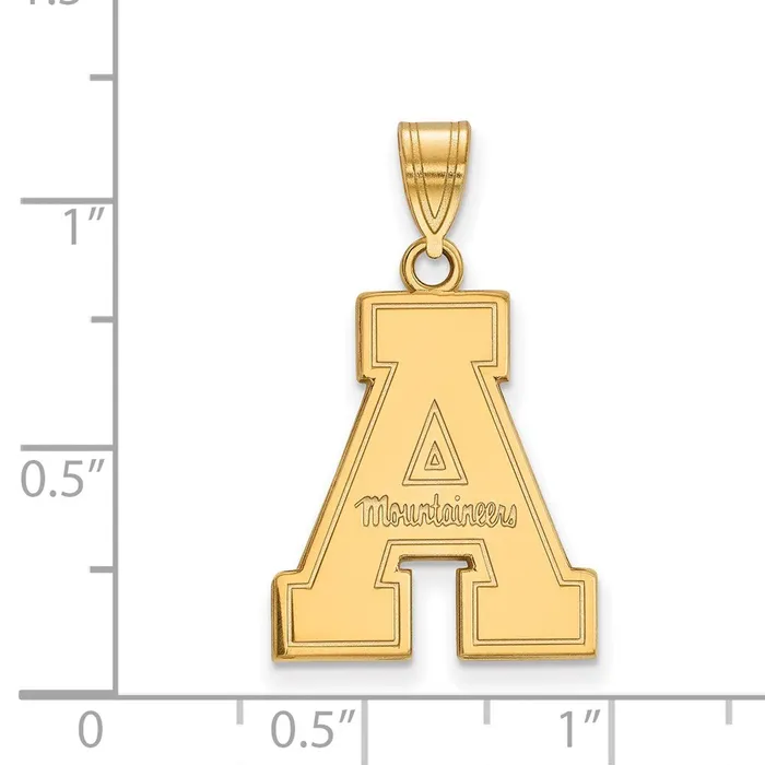 TreasureFineJewelers Necklaces Sterling Silver Goldplated Appalachian State University Large Pendant