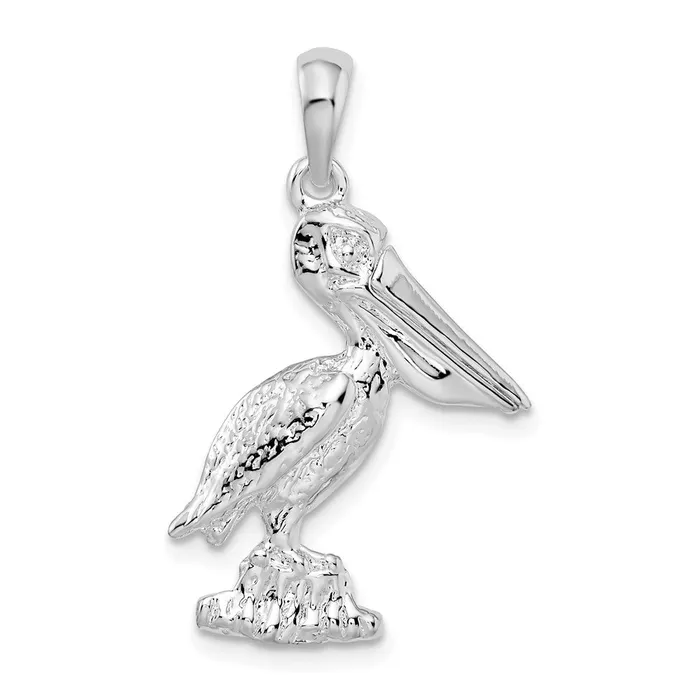 TreasureFineJewelers Necklaces Sterling Silver Large 3D Standing Moveable Mouth Pelican Pendant TreasureFineJewelers Necklaces Sterling Silver Large 3D Standing Moveable Mouth Pelican Pendant