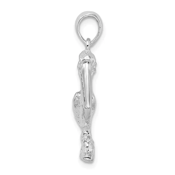 TreasureFineJewelers Necklaces Sterling Silver Large 3D Standing Moveable Mouth Pelican Pendant