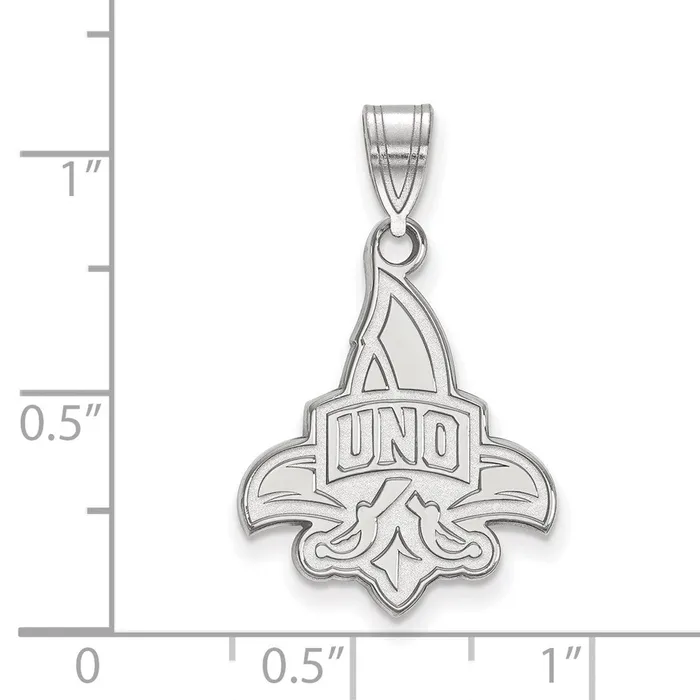 TreasureFineJewelers Necklaces Sterling Silver Rhodiumplated University of New Orleans UNO Large Pendant
