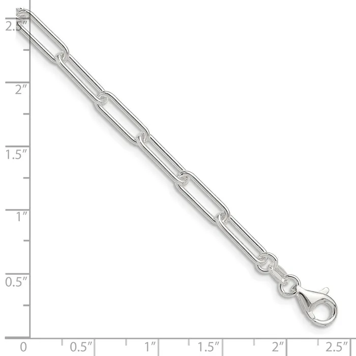TreasureFineJewelers Sterling Silver Polished 45mm Elongated Cable Chain Necklaces
