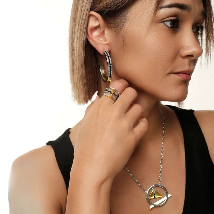 Trendolla Jewelry Necklaces Triangle Pendant Necklace Multiple Perspectives collection Designed by Alexandra Baltazar