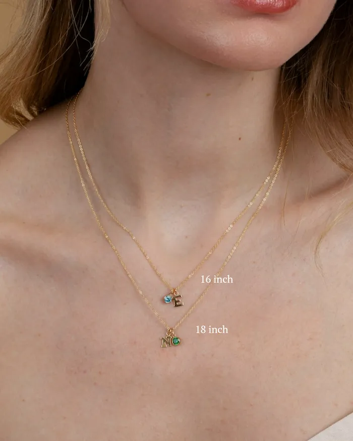 Necklaces Initial I with Birthstone Necklace ERIJEWELRY