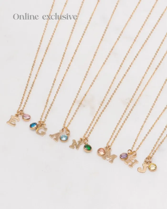 Necklaces Initial I with Birthstone Necklace ERIJEWELRY
