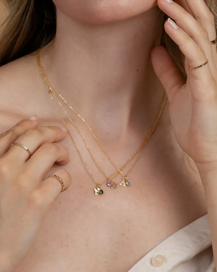 Necklaces Initial I with Birthstone Necklace ERIJEWELRY